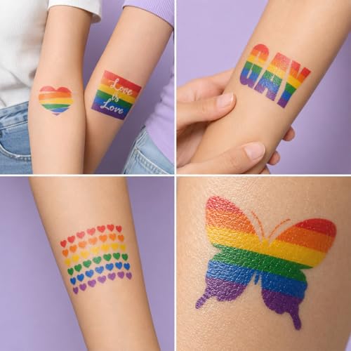 100 PCS Rainbow Pride Temporary Tattoos for Kids