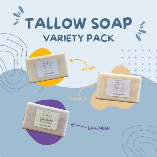 Seoul Naturals Tallow Soap, Vanilla, Lavender, Honey, k beauty, 5 oz each, Set of 3