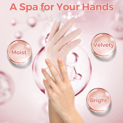 Donfri Touchscreen Cotton Moisturizing Overnight Gloves - 2 Pairs, Pink (M)