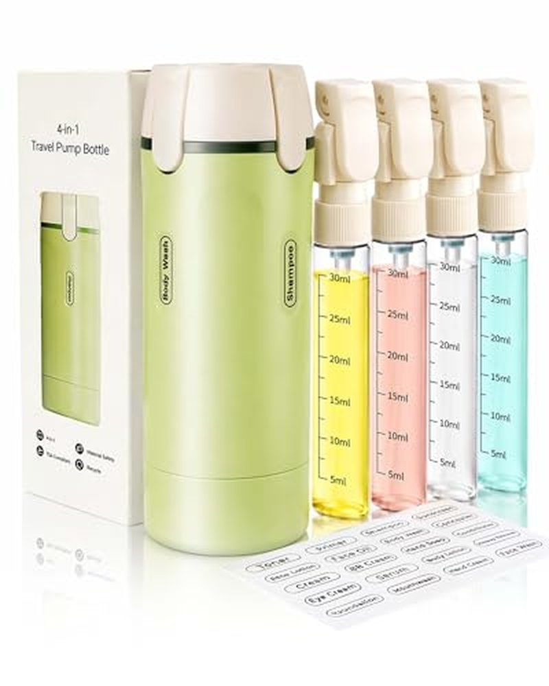 4-in-1 Travel Dispenser Bottles, TSA Approved Leak Proof (33ml)