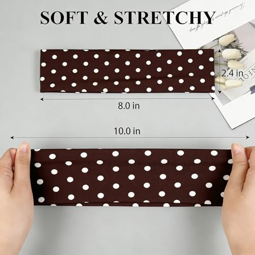 Polka Dot Wide Headbands for Women, 2-Pack Black & White