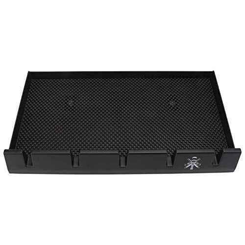 Segbeauty Barber Clipper Tray, Holder and Rack, Anti-Slip Black Salon Organizer, Razor Case, 5 Notches Professional Hair Trimmer Holder, Hairdresser Stylist Barbers Tools Box