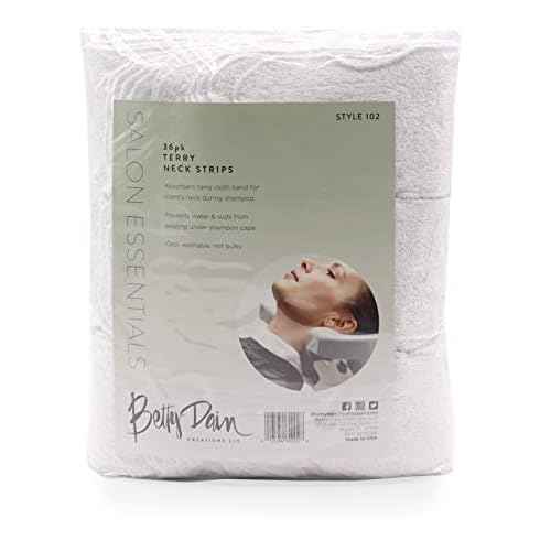 Betty Dain Neck Towel, Soft Terry, Keeps Clients Protected During Shampoos and Rinses, Spa Treatments, Adds Comfort Against Shampoo Bowl, Economical Solution to Paper Wraps, 36 Pack, White