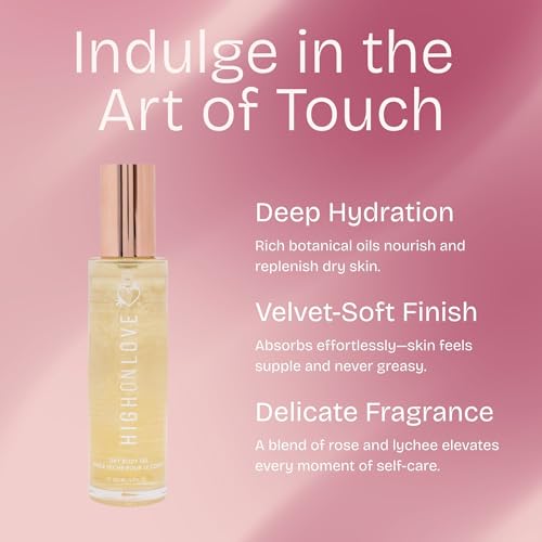 High On Love Dry Body Oil Spray - Soothing and Hydrating Body Glow Oil with No Greasy Residue, Made with Premium 100% Natural Ingredients (100 ml) (Rose)