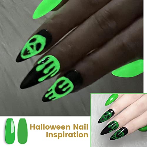 YTD Likomey Glow in the Dark Gel Nail Polish,15ml Neon Green Luminous Glow Effect UV Nails Gel,Fluorescent Bright Manicure Salon Home DIY UV Manicure Nail Art Varnish,YG04