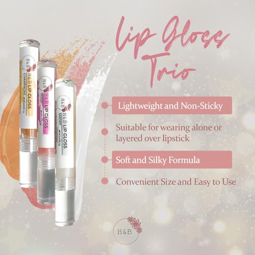 Nicole + Brizee Hydrating Lip Gloss Set - 3 Pack, Non-Sticky Shine