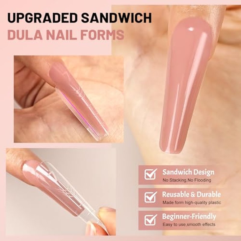 280 PCS Sandwich Nail Forms - 14 Sizes Dual Coffin Nails Extension Molds