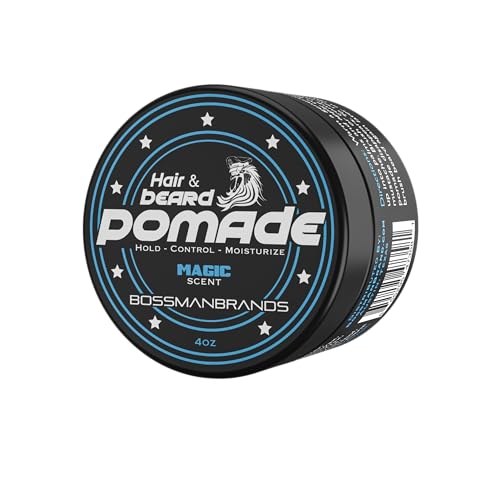Bossman Hair & Beard Pomade for Men (Magic Scent) ? Medium Hold & Moisturizing for Hair, Beard & Mustache Styling ? Made in USA