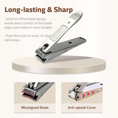 Manicure Kit, 9-in-1 Stainless Steel Professional large Nail Cutters and nail clippers Set, Includes Nail File, Cuticle Trimmer, with Portable Travel Case kit,Gifts For Women Men