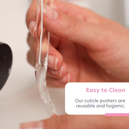 Czech Glass Cuticle Pusher - Dual-Ended Reusable Nail Stick with Pouch