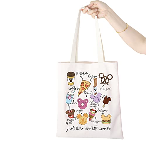 WCGXKO Lover Gift Family Vacation Gift Just Here For The Snacks Shopping Bag Tote Bag