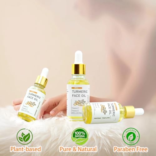 MR.A 3Pack Turmeric Oil, Turmeric oil with Vitamin C for Face Body, Great for Cleanses Skin, Moisturize & Soothing skin, Tumeric Face Oil for All Skin Type