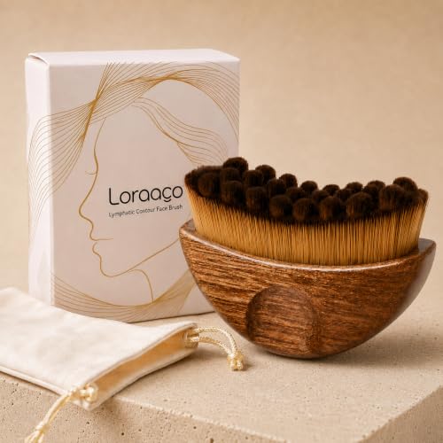 Lymphatic Drainage Face Brush with Ergonomic Wooden Handle