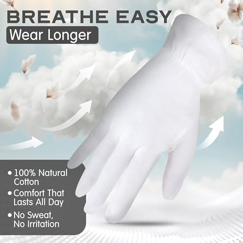 Overnight Moisturizing Cotton Gloves - 8 Pairs for Dry Hands