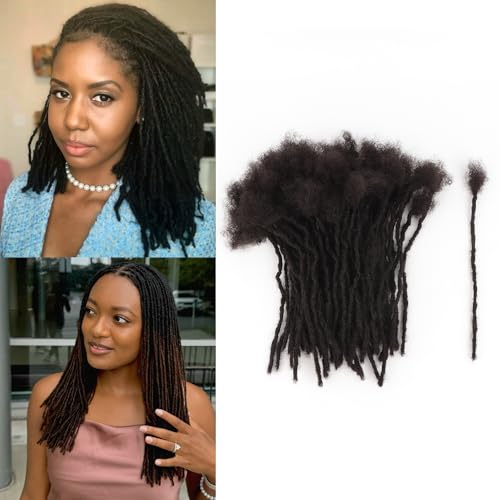 Orientfashion Micro Locs Extensions human hair,8 inch 0.4cm Thickness Soft Sisterlocs Extensions Human Hair Dreadlocks Can Be Bleached and Dyed.(8inch 0.4cm 20Strands, Natural black)