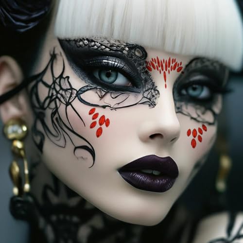 Red Face Gems Adhesive Tattoo Stickers – 3 Sheets