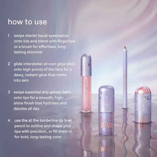 r.e.m. beauty Wicked: For Good | Makeup Set | Waterpoof Eye Shadow, All Over Glow Stick, Creamy Lip Liner, Glossy Lip Balm | 4 Full Size Products