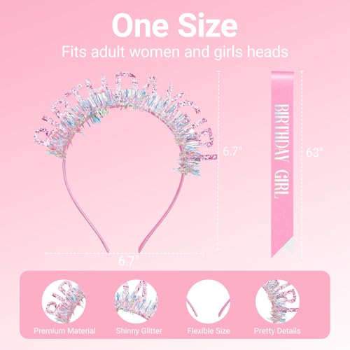 Birthday Tiara Headband & Sash Set for Women