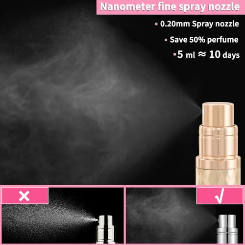 ANTOKX Gold 5ML Refillable Perfume Bottle Travel Atomizer - Leakproof, Fine Mist
