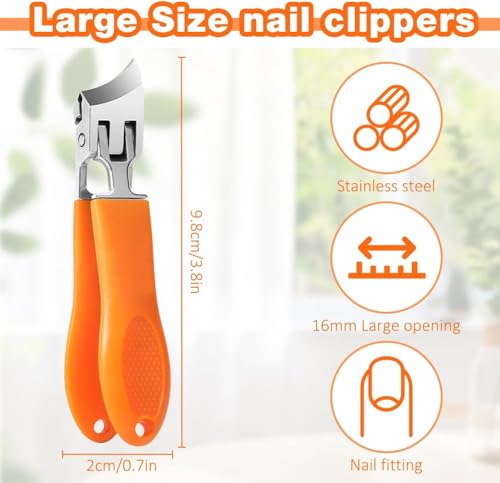 Wegodal Black & Orange Wide Jaw Opening Anti-Splash Slanted Nail Clipper for Fingernails & Toenails - 2025 Upgrade