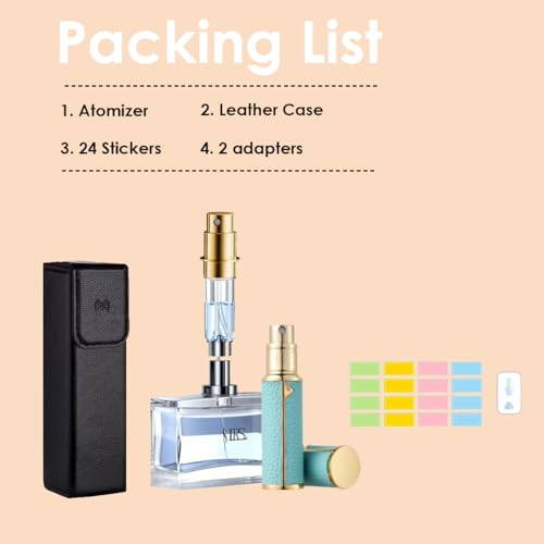 D-LOTUS Travel Perfume Bottle Refillable, Genuine Leather Perfume Atomizer Leakproof Mini Pocket Size Travel Cologne Sprayer for Cruise Car Trip Purse Gift 5ml (Red - L)