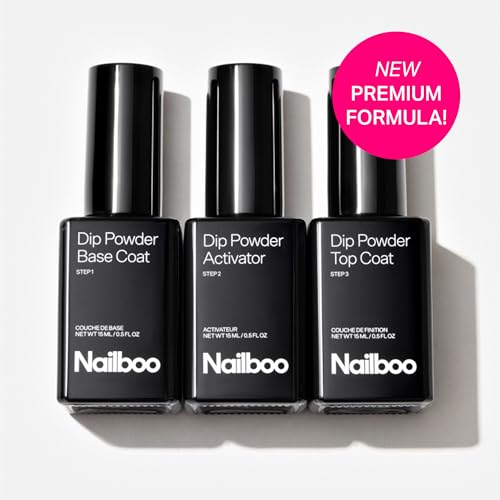 Nailboo Dip Powder Liquid Set - Base Coat, Top Coat & Activator (3 Pack)