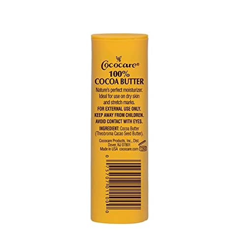 Cococare 100% Cocoa Butter Stick - All-Natural Cocoa Butter Emollient for Ultimate Skin Hydration & Protection - The Yellow Stick - (2 Pack)