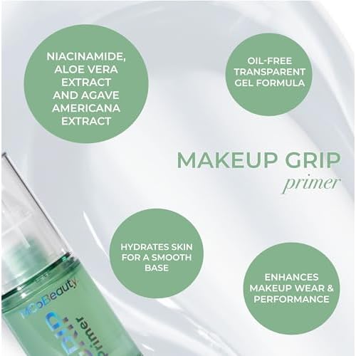 MCoBeauty - Grip Primer - Grippy Hold Lightweight Makeup Primer - Hydrating Gel Base Face Primer with Moisturizing Ingredients - Aloe Vera, Niacinamide & Vitamin E - Preps Skin for Long-Lasting Makeup