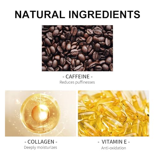 Caffeine Eye Cream for Puffiness and Bags Under Eyes Daily Anti-Wrinkle Cream Collagen Peptide Eye Cream Day and Night Reduce The Look Of Aging Line Smoothing Skin Care 1.7 FL OZ,1 Pack