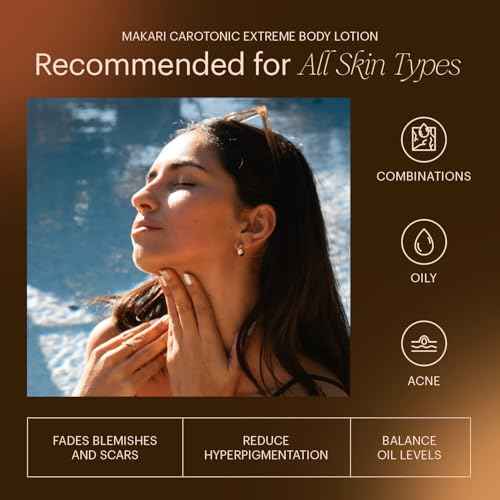MAKARI Carotonic Extreme Body Lotion (17.6 oz) | Fights Excess Oil Production | Helps Fade Body Scars and Marks | Skin Brightening Formula | Helps Resist Aging and Promotes Healthy Radiance