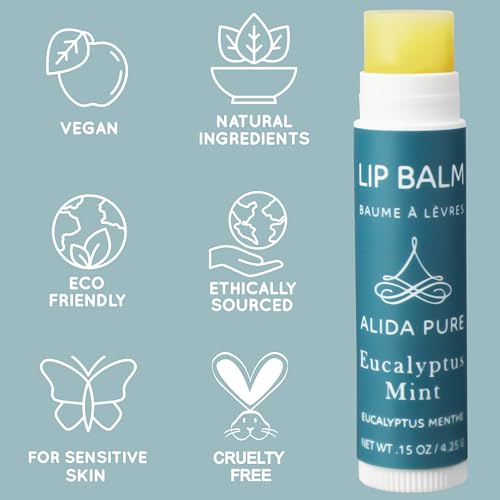 ALIDA PURE Duet Lip Balm Collection, Vegan, Lip Balm Set, Coconut Oil Free, Avocado Oil, Organic Jojoba Oil, Vitamin E Oil, Vegan, Lip Oil Set for Dry Cracked Lips, 5 Tubes of Lip Balm per Set