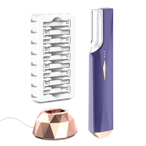 Sonic Dermaplane Razor for Women - Facial Hair Removal with 10 Blades