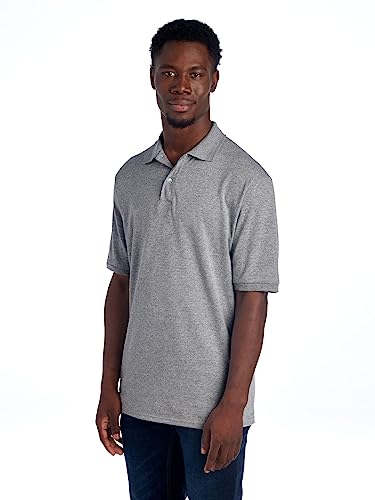 Jerzees Men's SpotShield 2 Button Rib Knit Polo Shirt_S_Oxford