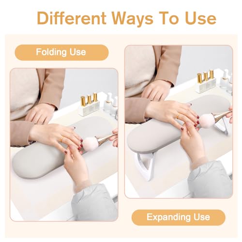 Subay Electric Nail Drill Nail Arm Rest, Foldable PU Leather Nail Hand Rest for Acrylic Nails Cushion Hand Holder