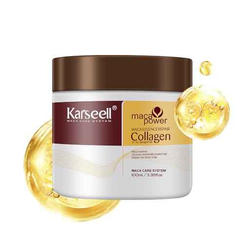 Karseell 3.38floz 100ml Collagen Hair Treatment Deep Repair Conditioning Argan Oil Collagen Hair Mask Essence for Dry Damaged Hair All Hair Types