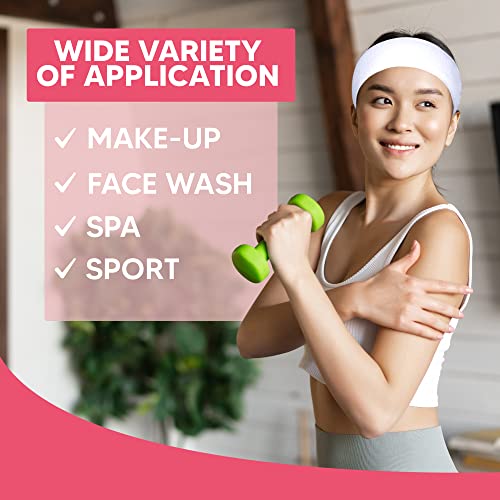 Long Spa Headband for Facial & Makeup | Extra‑Long Terry Cloth Head Wrap (3 Pack) White