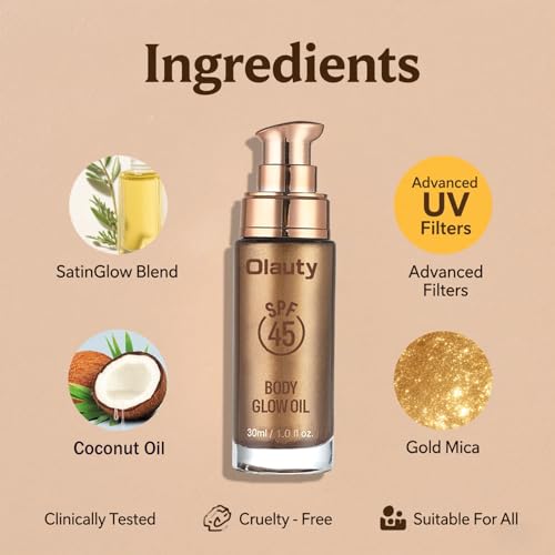 Waterproof SPF 45 Body Shimmer Oil with Glow - Diamond Platinum Variation
