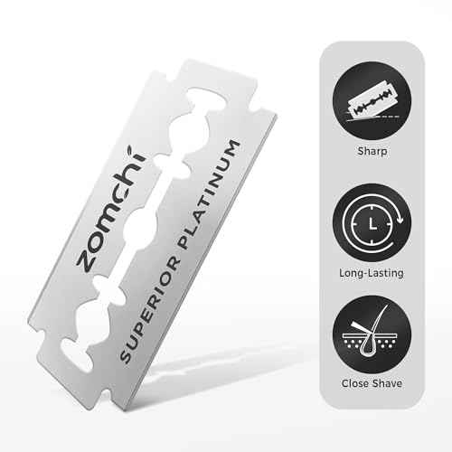 Zomchi Double Edge Razor Blades, 60 Counts Safety Razor Blades for Shaving, Platinum Stainless Steel Shaving Blades for Men and Women, Fits All Standard Double Edge Razors