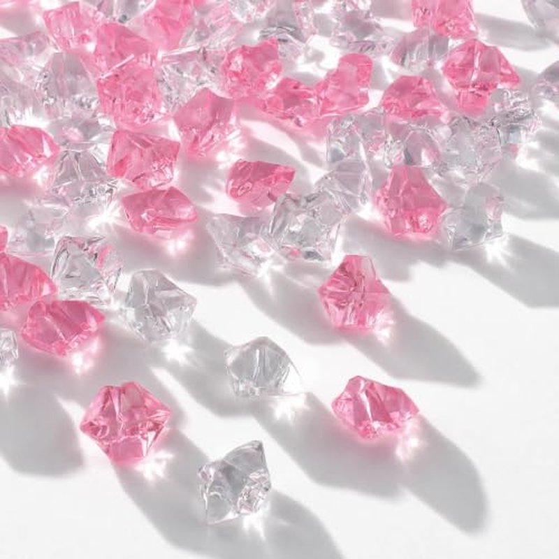 160-Piece Pink Acrylic Fake Ice Rocks Vase Filler