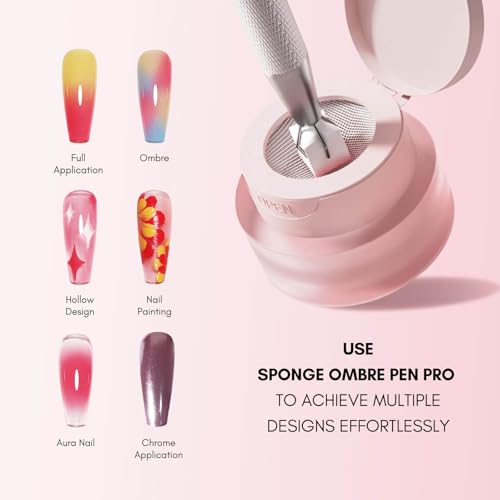 vettsy 5-in-1 Cushion Ombre Art Gel Set - 6 Nude, Pink & Pastel Shades - HEMA-Free Solid Creamy Gel for Ombre, Nail Art, Full Application & Chrome - No-Wipe, Vegan & Cruelty-Free UV/LED Nail Gel