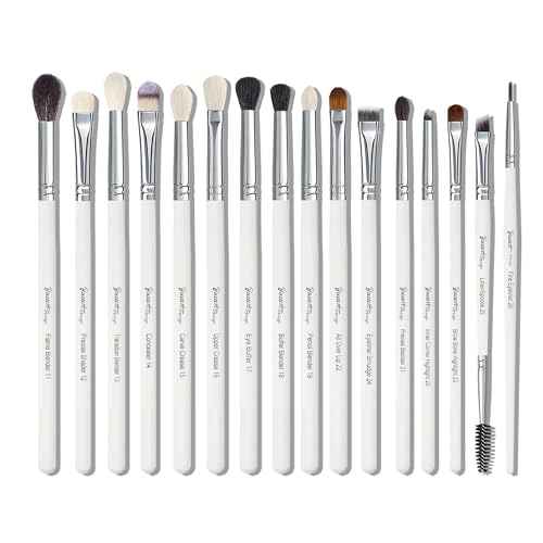 Bueart Design 16Pcs Essentials Pro Grade Makeup Brush Set For Eye Eyeshadow Blending,Brows,Liner, With Natural Hair, Premium Goat and Pony Hair