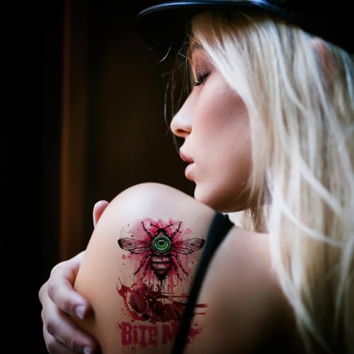 12-Sheet Halloween-Themed Temporary Tattoo Stickers ? Scary Fake Tattoos for Halloween, Cosplay, and Festivals ? Perfect for Kids and Adults