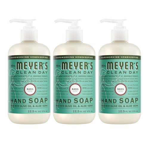 Mrs. Meyer's Clean Day Hand Soap, Basil, 12.5 Fl Oz (3-Pack)