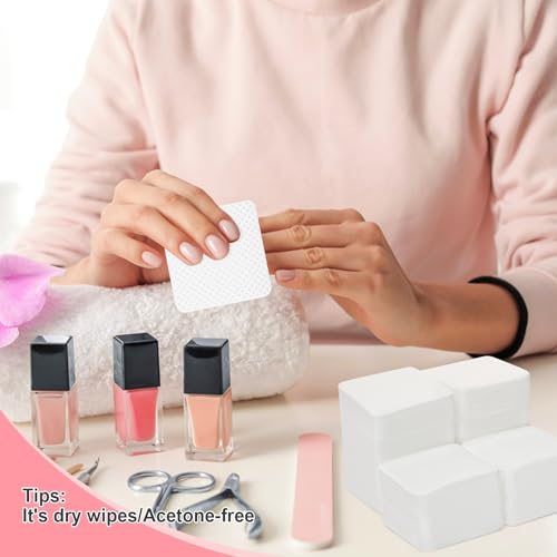 Lint Free Nail Wipes 540PCS - Soft Acetone Nail Polish Remover Pads for Nails & Eyelash Extensions - White