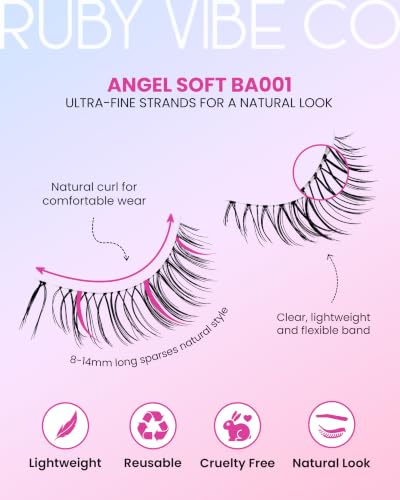 Wispy False Eyelashes Natural Look, Reusable Lash Strips 5 Pairs