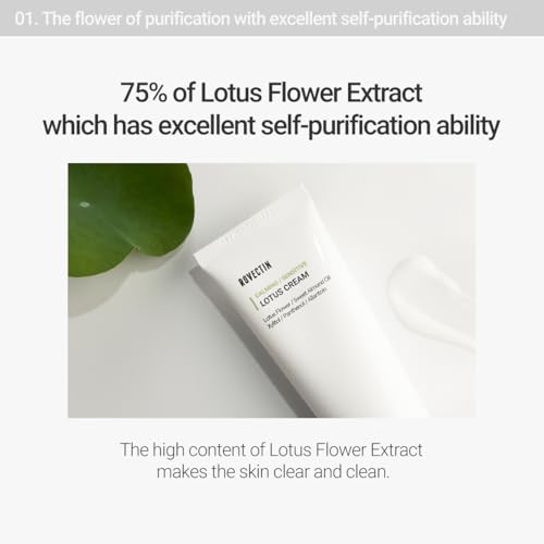 ROVECTIN Calming Lotus Cream ? Lightweight Hydrating & Soothing Moisturizer Face Cream for Sensitive Skin | 75% Lotus Water Extract & Niacinamide for Anti-Aging | Vegan Korean Skincare (2.03 fl oz)