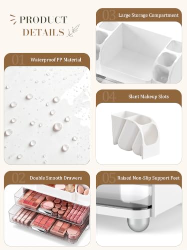 Large Makeup Organizer for Vanity - Waterproof Cosmetic Storage