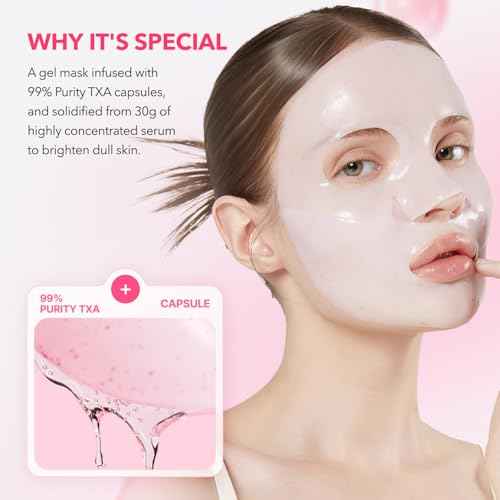 APRILSKIN TXA Pink Capsule Gel Mask | Overnight Face Mask for Glass Glow Skin I 99% High-Purity Tranexamic Acid 3 for uneven skin tone I Elasticity, Hydrating and Firming I Korean Skincare I 30g x 4ea