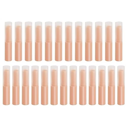 Mini Skater 0.14oz Empty Flavored Lip Balm Container Tubes Plastic Homemade Moisturizing Lip Stick with Caps Bulk Fit for Women Adult DIY Making Supplies, 25 Count (Pink)