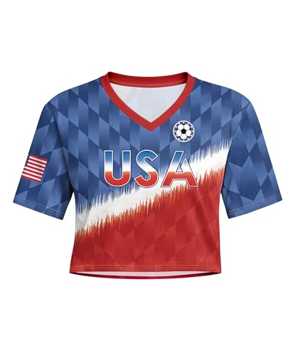 Soccer Cup 2026 Jersey Women V-Neck Crop Top Shirt